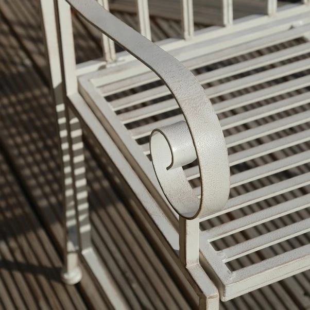 Wrought Iron 2 Seater White Bench 2 Wrought Iron 2 Seater White Bench - Image 2