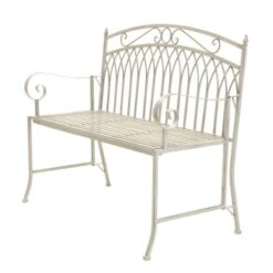 Wrought Iron 2 Seater White Bench 9 Wrought Iron 2 Seater White Bench -Tower Garden Outlet Store 1000162710 alt04