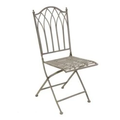 Foldable 2 Seater Wrought Iron Grey Bistro Set -Tower Garden Outlet Store 1000162711 alt02
