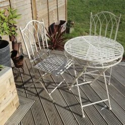 Foldable 2 Seater Wrought Iron Grey Bistro Set -Tower Garden Outlet Store 1000162711 alt04