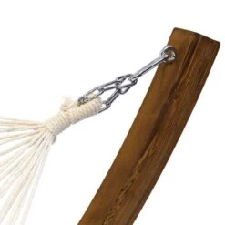Wooden Hammock With Arc Stand Cream Canvas -Tower Garden Outlet Store 1000185574 alt02