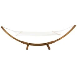 Extra Large Wooden Hammock With Arc Stand Cream Canvas -Tower Garden Outlet Store 1000185575 alt03