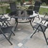Sorrento 6 Seater Black Round Deluxe Recliner Dining Set