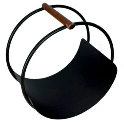 Iron And Leather 43cm Round Log Holder
