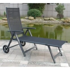 Sorrento Black Wheeled Sun Lounger