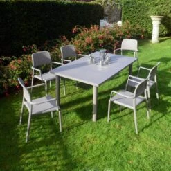 NARDI Libeccio 6 Seater Outdoor Dining Set With 6 Bora Chairs