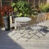 Foldable 2 Seater Wrought Iron Grey Bistro Set