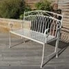 Wrought Iron 2 Seater White Bench
