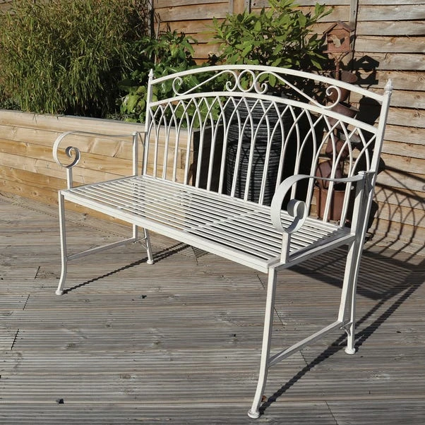 Wrought Iron 2 Seater White Bench 1 Wrought Iron 2 Seater White Bench