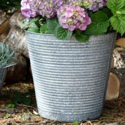 Ribbed Galvanised Planter