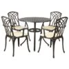 Cast Aluminium 4 Seater Round Bronze Dining Set