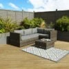 Rattan Grey Corner Sofa And Coffee Table