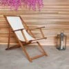 Eucalyptus Cream Wooden Deck Chair