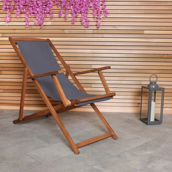 Eucalyptus Grey Wooden Deck Chair 1 Eucalyptus Grey Wooden Deck Chair