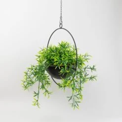 Artificial Trailing Plant In Black Industrial Round Hanging Plant Pot -Tower Garden Outlet Store 30732426 alt02