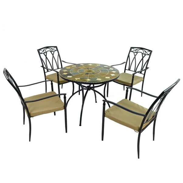 Glendale 91cm Patio Table Set With 4 Austin Chairs 2 Glendale 91cm Patio Table Set With 4 Austin Chairs - Image 2