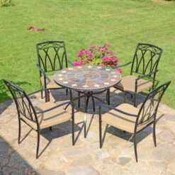 Glendale 91cm Patio Table Set With 4 Austin Chairs 12 Glendale 91cm Patio Table Set With 4 Austin Chairs -Tower Garden Outlet Store 30760663 alt04