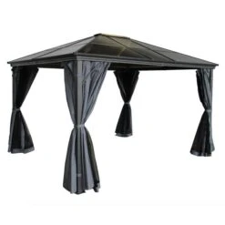 Lugano Polycarbonate 3m X 3.6m Grey Gazebo