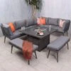 Mayfair 8 Seater 6 Piece Lounge Set With Square Firepit