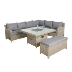 Wentworth 7 Piece Deluxe Modular Corner Lounge Set With Square Firepit -Tower Garden Outlet Store 30763611 alt05