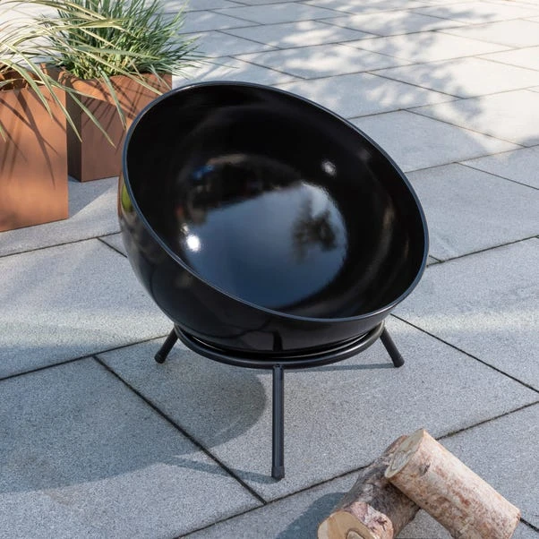 Black Round Egg Open Fire Pit Bowl 2 Black Round Egg Open Fire Pit Bowl - Image 2