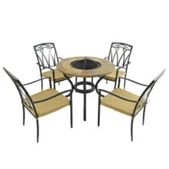 Bayfield Firepit 89cm Table With 4 Ascot Chairs Set -Tower Garden Outlet Store 30826728 alt05