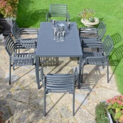 Cube Dining Table With 6 Doga Chair Set Anthracite -Tower Garden Outlet Store 30826760 alt02