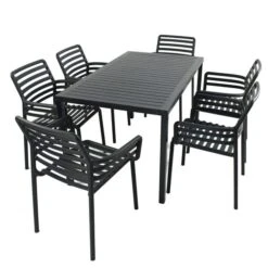 Cube Dining Table With 6 Doga Chair Set Anthracite -Tower Garden Outlet Store 30826760 alt03