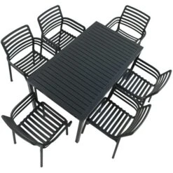 Cube Dining Table With 6 Doga Chair Set Anthracite -Tower Garden Outlet Store 30826760 alt07