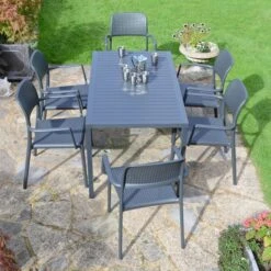 Cube Dining Table With 6 Bora Chair Set Anthracite -Tower Garden Outlet Store 30826762 alt03