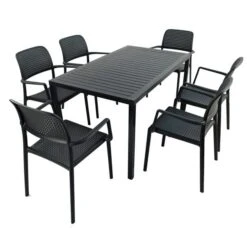 Cube Dining Table With 6 Bora Chair Set Anthracite -Tower Garden Outlet Store 30826762 alt04