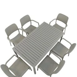 Cube Dining Table With 6 Bora Chair Set Turtle Dove -Tower Garden Outlet Store 30826763 alt03