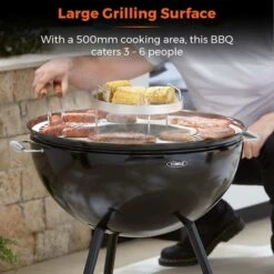 Tower Sphere Charcoal Pit 'n' Grill, Black Steel -Tower Garden Outlet Store 30849199 alt04