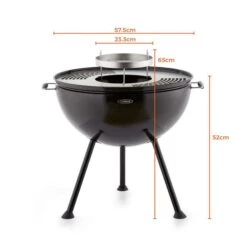 Tower Sphere Charcoal Pit 'n' Grill, Black Steel -Tower Garden Outlet Store 30849199 alt08