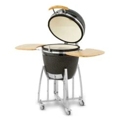 Tower Kamado XL Ceramic Charcoal BBQ With Wooden Shelves, Black -Tower Garden Outlet Store 30849205 alt03