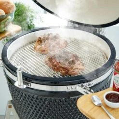 Tower Kamado XL Ceramic Charcoal BBQ With Wooden Shelves, Black -Tower Garden Outlet Store 30849205 alt06