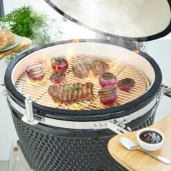 Tower Kamado XL Ceramic Charcoal BBQ With Wooden Shelves, Black -Tower Garden Outlet Store 30849205 alt07