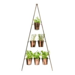 Gold Metal Wall Plant Stand With Planters -Tower Garden Outlet Store 30849600 alt05
