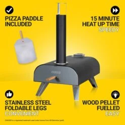 Zanussi Wood Pellet Pizza Oven With Paddle & Cover 13 Zanussi Wood Pellet Pizza Oven With Paddle & Cover -Tower Garden Outlet Store 30856035 alt03
