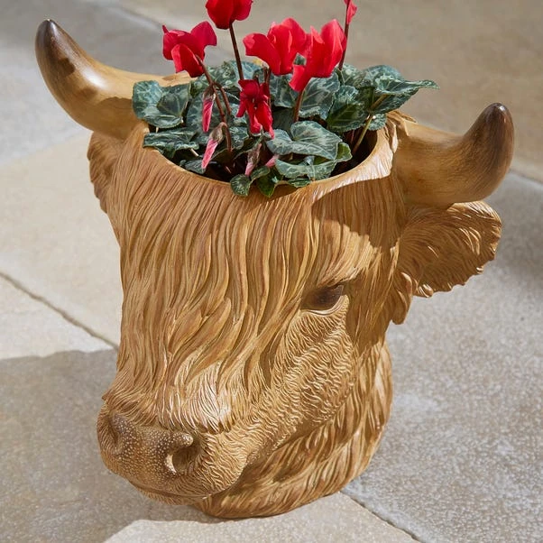 Highland Cow Head Plant Pot 2 Highland Cow Head Plant Pot - Image 2