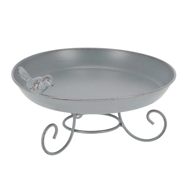 Fallen Fruits Grey Metal Standing Bird Bath 1 Fallen Fruits Grey Metal Standing Bird Bath