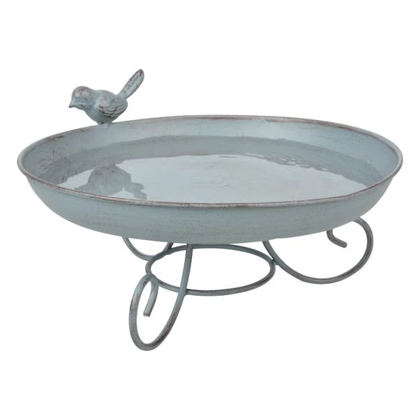 Fallen Fruits Grey Metal Standing Bird Bath 2 Fallen Fruits Grey Metal Standing Bird Bath - Image 2