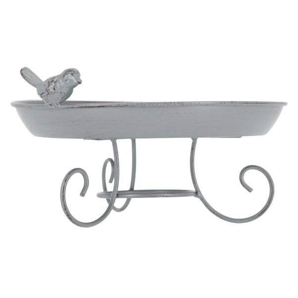 Fallen Fruits Grey Metal Standing Bird Bath 3 Fallen Fruits Grey Metal Standing Bird Bath - Image 3
