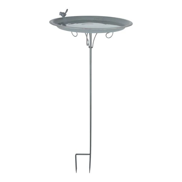 Fallen Fruits Grey Metal Bird Bath On Stick 1 Fallen Fruits Grey Metal Bird Bath On Stick