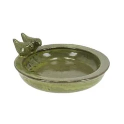 Fallen Fruits Green Ceramic Round Bird Bath -Tower Garden Outlet Store 30900059 alt01