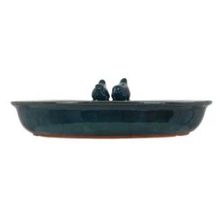 Fallen Fruits Petrol Ceramic Round Bird Bath -Tower Garden Outlet Store 30900061 alt02