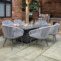 Aspen 6 Seater Firepit Dining Set