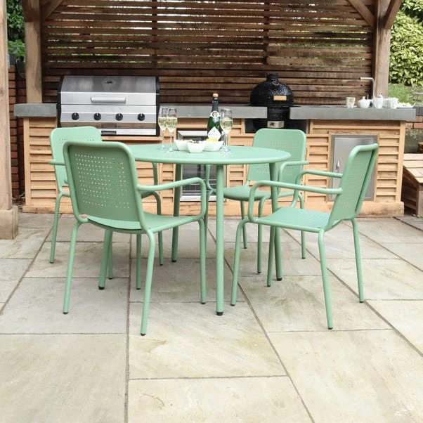 Porto 4 Seater Round Dining Set With Stacking Chairs 1 Porto 4 Seater Round Dining Set With Stacking Chairs