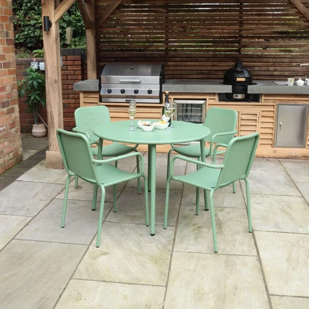 Porto 4 Seater Round Dining Set With Stacking Chairs 2 Porto 4 Seater Round Dining Set With Stacking Chairs - Image 2