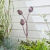 Garden Purple Iron Poppy Head Stake